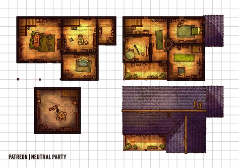 [OC][Art] Cozy House Battlemap : r/DnD