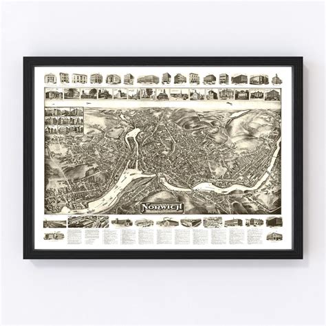 Vintage Map of Norwich, Connecticut 1912 by Ted's Vintage Art