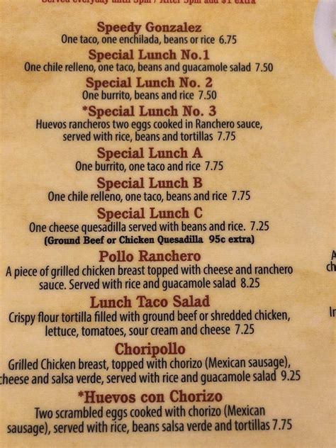 Menu at Los Bravos Mexican Restaurant, Conyers, Salem Rd SE #2097