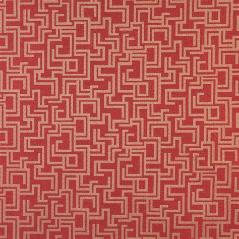 Red, Geometric Outdoor Indoor Woven Fabric By The Yard