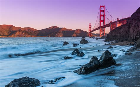 golden, Gate, Bridge, Bridge, San, Francisco, Beach, Ocean, Rocks ...