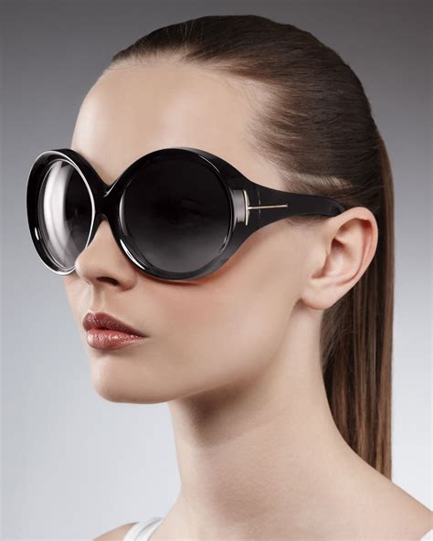 Tom ford Ali Oversized Round Sunglasses in Black | Lyst