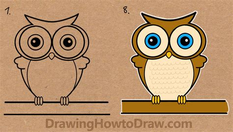 How to Draw a Cartoon Owl from Word Owl Drawing Tutorial for Kids – How ...