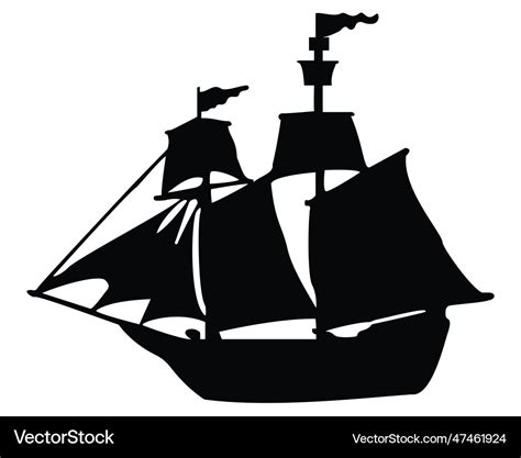 Pirate ship silhouette Royalty Free Vector Image