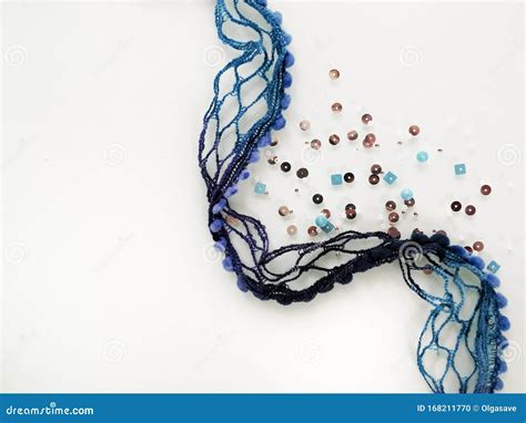 Handicraft Materials. Decorative Blue Thread and Beads Stock Photo - Image of hobby, concept ...