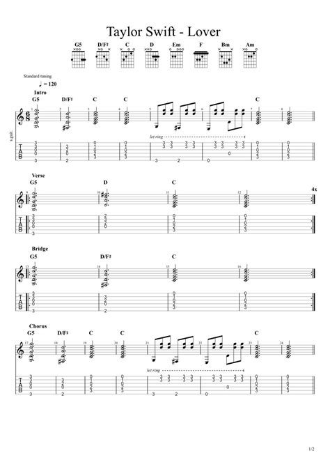 Taylor Swift – Lover Chords and TAB | 9to42