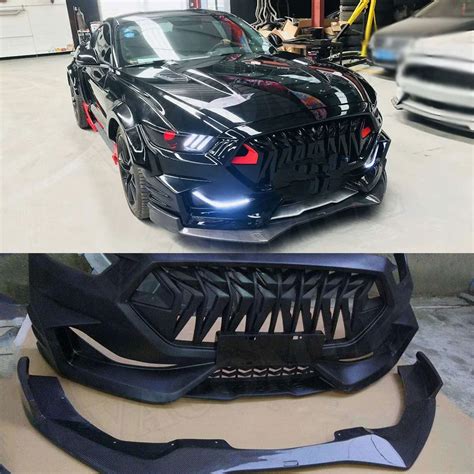 Carbon fiber Front Bumper Lip Spoiler Grills FRP Parts Rear Diffuser Car Accessories for Ford ...