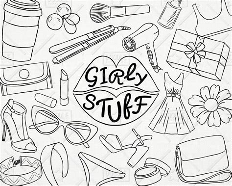 Doodle Girly cosas Vector Pack cosas Girly Girly Imágenes | Etsy