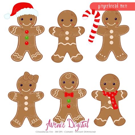 Gingerbread Man Clipart Scrapbook Printables Holiday Clip Art - Etsy