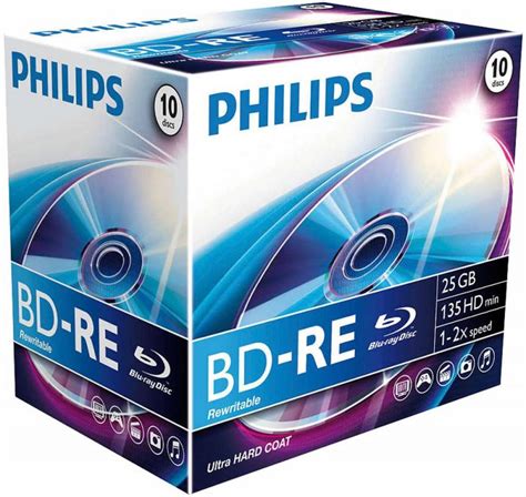 Philips 6x Speed BD-RE Rewritable Blank Blu-ray Discs - Jewel Case 10 ...