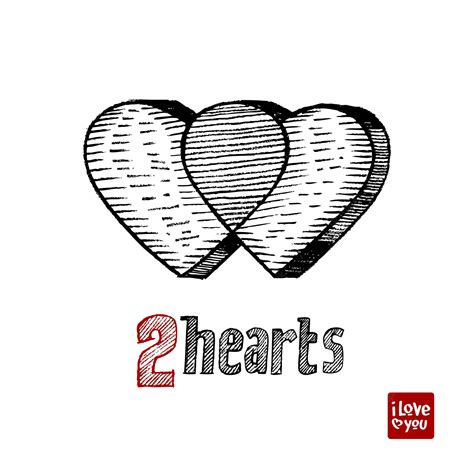 Premium Vector | Two hearts sketch