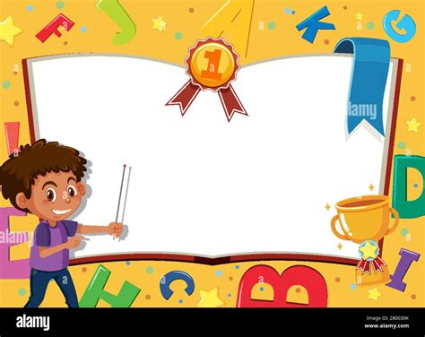 Banner template with happy boy and alphabet design in background ...