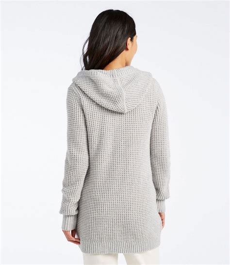 Women's Waffle-Stitch Sweater, Hooded Open Cardigan | Sweaters at L.L.Bean