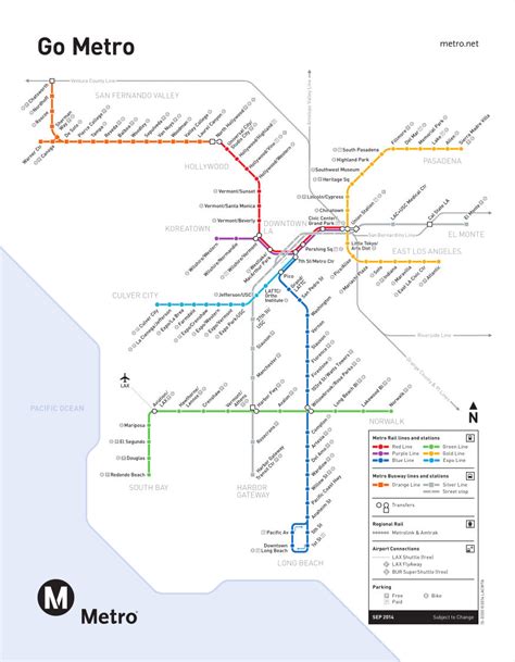 Metro-Rail: Los Angeles metro map, United States