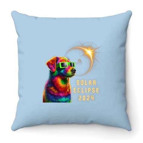 Solar Eclipse 2024 Design Dog Wearing Solar Eclipse Glasses gifts Throw Pillows sold by ...