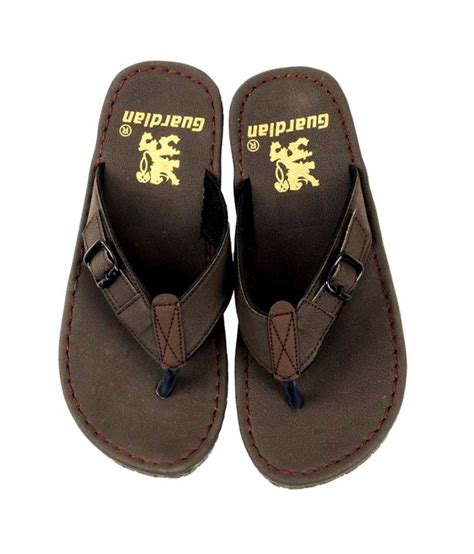 Guardian Dark Brown Leather Flip Flops For Men Price in India- Buy Guardian Dark Brown Leather ...