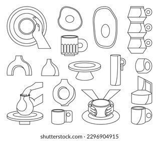 Set Modern Pottery Tools Collection Wooden Stock Vector (Royalty Free ...