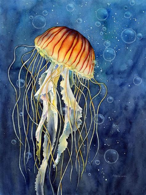 Jellyfish by Hailey E Herrera | Jellyfish painting, Jellyfish art, Jellyfish drawing