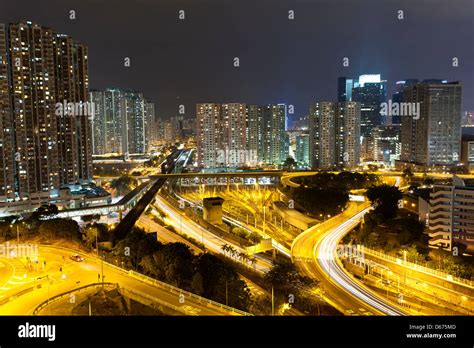 Hong Kong downtown at night Stock Photo - Alamy