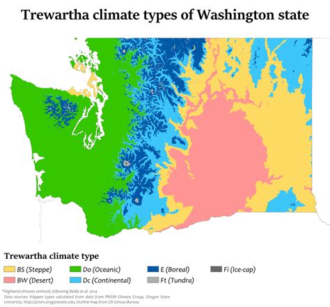 Trewartha climate types of Washington state [1260 × 1170] : MapPorn