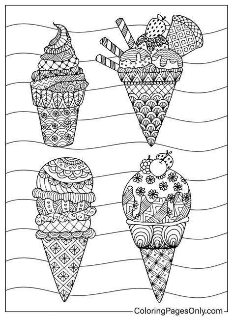 Ice Cream Mandala - Free Printable Coloring Pages