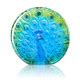 Peacock Bird Blue/Green Color Etch Crystal Sculpture by Mats Jonasson - Art Glass - Crystal Figurine