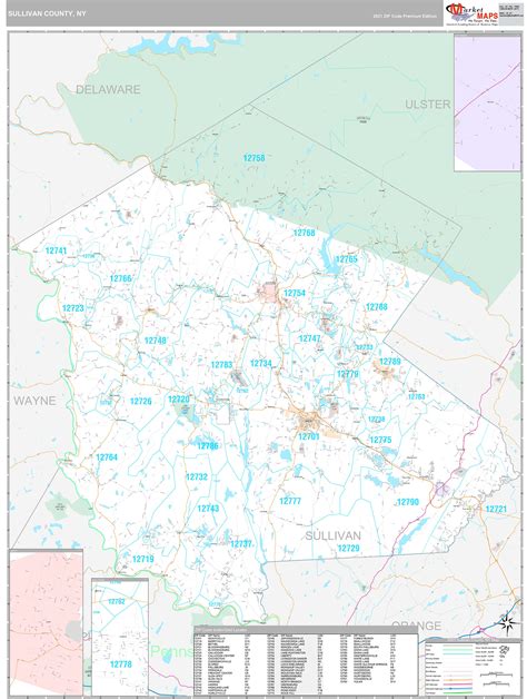 Sullivan County, NY Wall Map Premium Style by MarketMAPS - MapSales