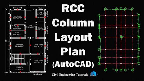 Column Layout Plan In AutoCAD | AutoCAD Plan Drawing House