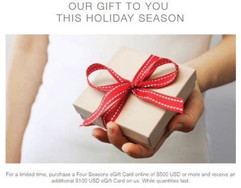 Four Seasons $100 eGift Card Holiday Promotion