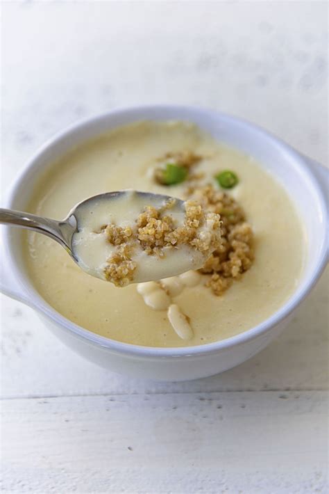 Green Garlic Cauliflower Soup with Brown Butter Garlic Quinoa