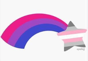 Demigirl flag colors star and bisexual rainbow = a bisexual demigirl