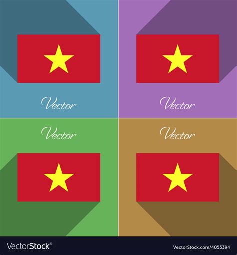 Flags vietnam set of colors flat design and long Vector Image