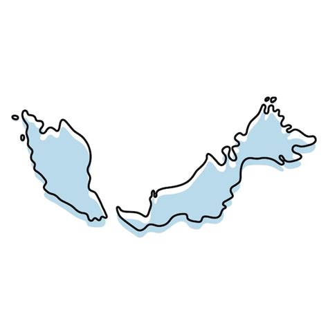 Premium Vector Stylized Simple Outline Map Of Malaysia Icon Blue 11008 ...