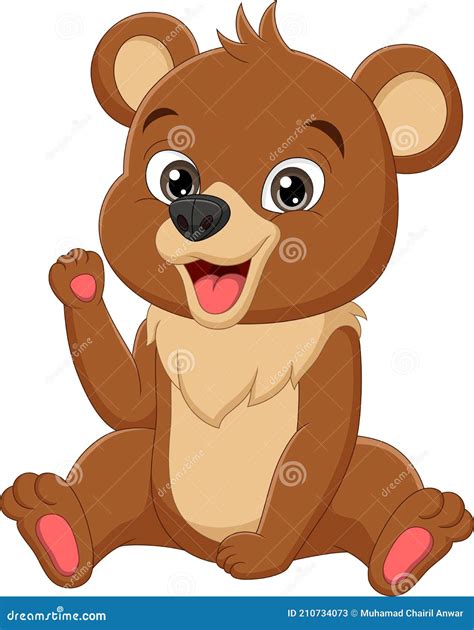 Cartoon Funny Baby Bear Sitting Stock Vector - Illustration of animal ...