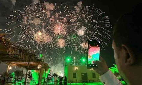 Saudi national day celebration with colorful fireworks Colorful fireworks for Saudi national day ...