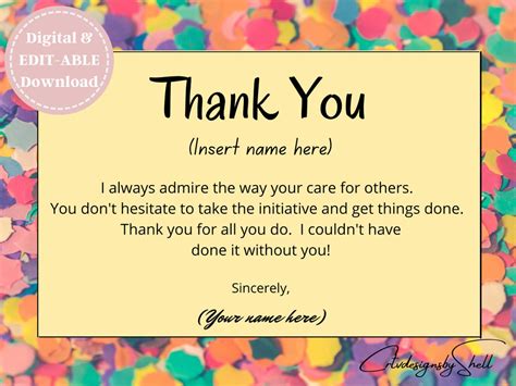 Thank You Postcard Template, Postcard Template, Customizable Template, Gratitude Thank You ...