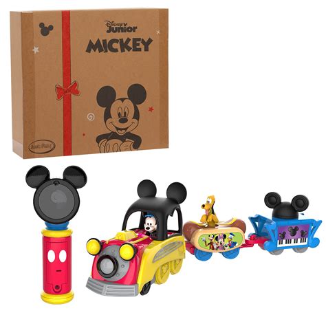 Buy Disney Junior Mickey Mouse Funhouse Light the Way Train, Musical Toy Train Set with ...