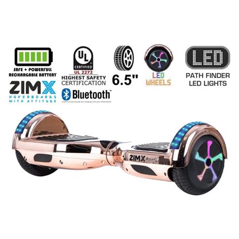 Rose Gold Chrome Bluetooth Hoverboard Swegway Segway with LED Wheels UL2272 Certified