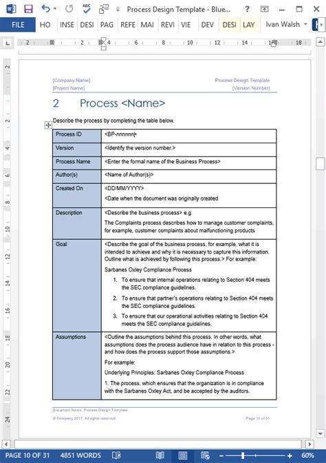 Business Process Design Templates – MS Word, Excel + Visio