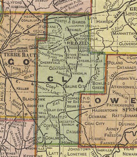 Clay County, Indiana, 1908 Map, Brazil