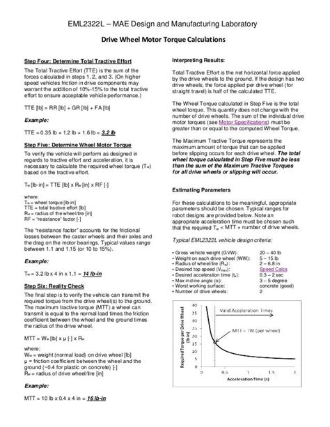 Drive wheel motor torque calculations