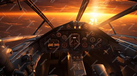 Premium AI Image | Jet fighter cockpit at sunsetmilitary