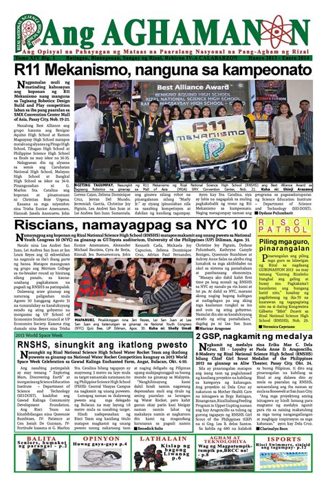 Ang Aghamanon Newspaper Layout 2014 - RNSHS | Behance :: Behance