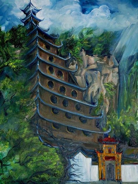 Chinese Hanging Temple Painting by Jennifer Christenson