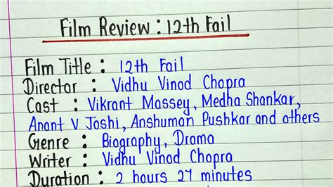 Film review- 12th Fail | Film review writing on 12th fail | Movie ...