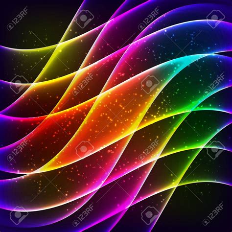 Neon Rainbow Waves Diagonal Grid Vector Abstract Royalty Free Cliparts ...