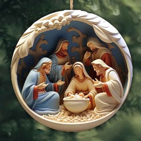 XEOVHV Christmas Nativity Scene Ornaments, Christmas Acrylic 3D Hanging Ornament Pendant for ...