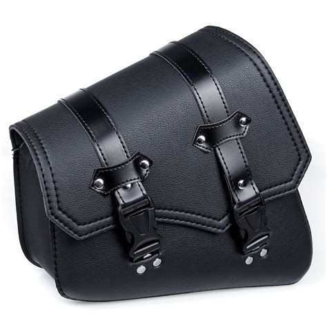 Motorcycle saddlebags 3 quick release buckle black pu leather ...