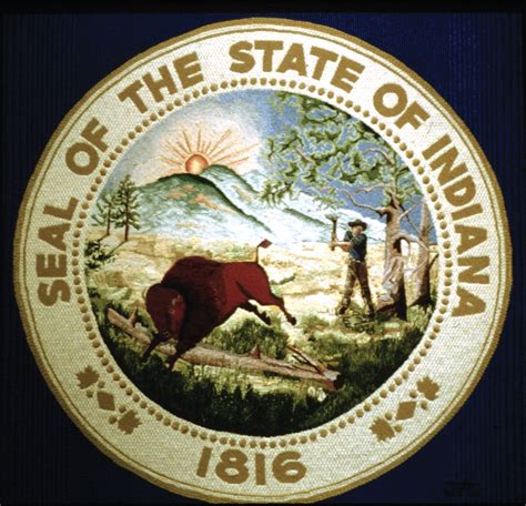 ArtSmart: Indiana - Embroiderers Guild of America Indiana State Seal, 1976