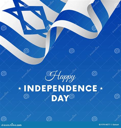 Banner or Poster of Israel Independence Day Celebration. Waving Flag ...